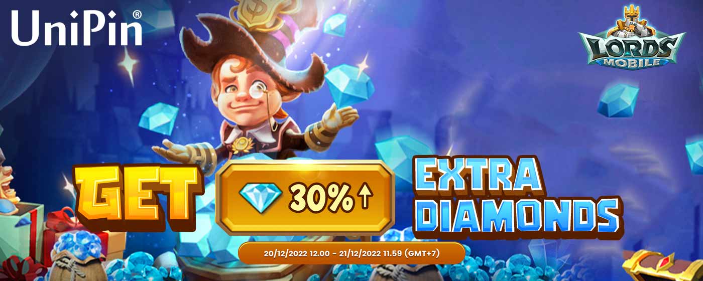 Lords Mobile diamond 30% bonus! For 1st purchase only via UniPin